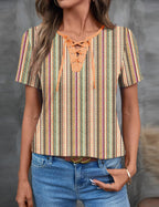Giorgia Pull Femme – Col en V Croisé, Manches Courtes, Casual Élégant Estival