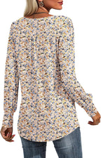 Chiara Blouse Femme – Tunique Plissée, Manches Longues Bouffantes, Décontractée Élégante