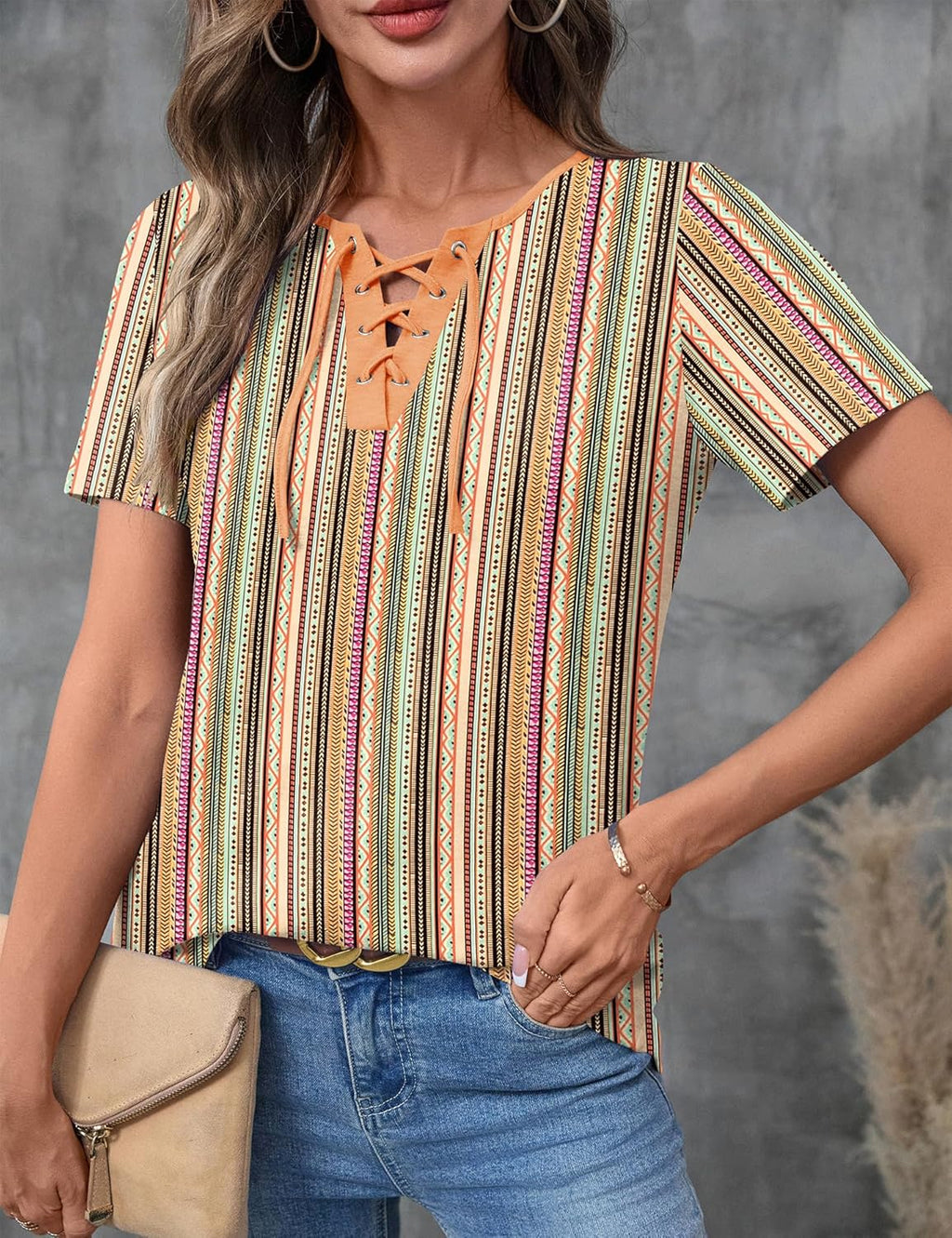Giorgia Pull Femme – Col en V Croisé, Manches Courtes, Casual Élégant Estival