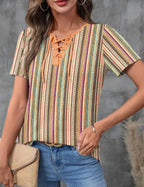 Giorgia Pull Femme – Col en V Croisé, Manches Courtes, Casual Élégant Estival