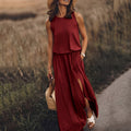 Falisha Robe Femme Longue – Robe Estivale Sans Manches, Colorée, Élégante Décontractée
