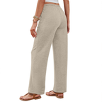 Celeste Pantaloni Palazzo Donna – Modello Wide Leg con Coulisse e Tasche Profonde