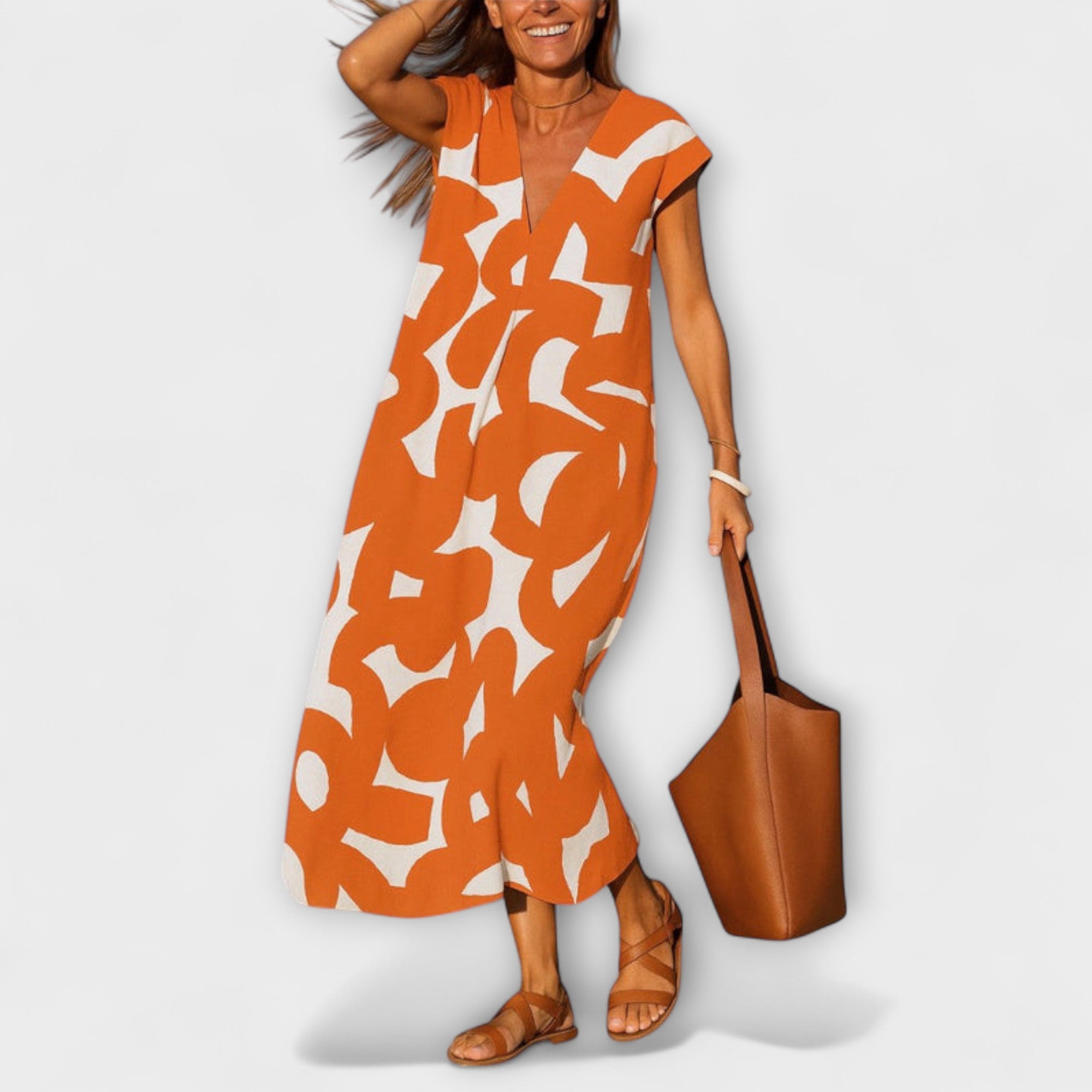 Vestido Sorisa para Mujer con Escote en V – Vestido Ligero y Fluido, Estilo Versátil Casual Chic