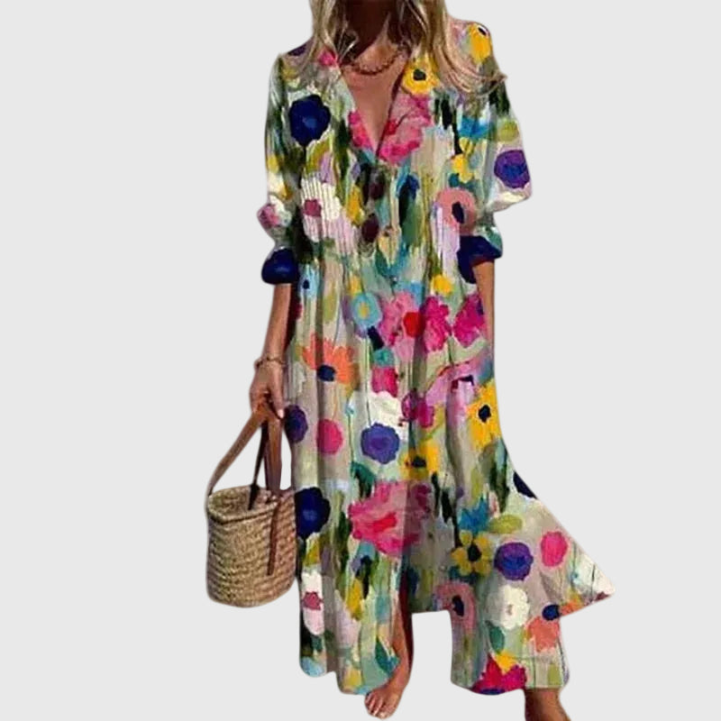 Lara Robe Femme Maxi Bohème – Robe Longue Fluide, Légère, Élégante Décontractée Estivale