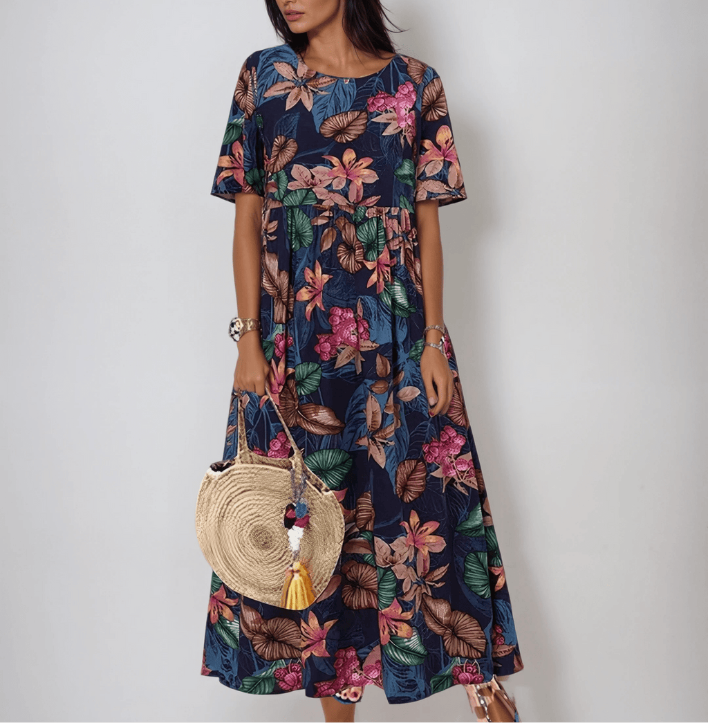 Robe florale Graceful Bloom pour femme – Robe trapèze d'été élégante chic décontracté