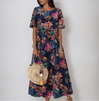 Robe florale Graceful Bloom pour femme – Robe trapèze d'été élégante chic décontracté