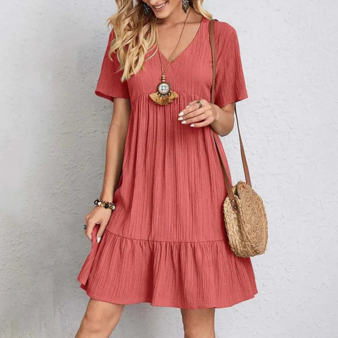 Zeike Vestido de Verano para Mujer – Estilo Boho, Escote en V y Corte A-Line Fluido