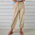 Ayla Pantalon Femme Lin – Taille Haute, Jambe Large, Léger Respirant Décontracté Chic