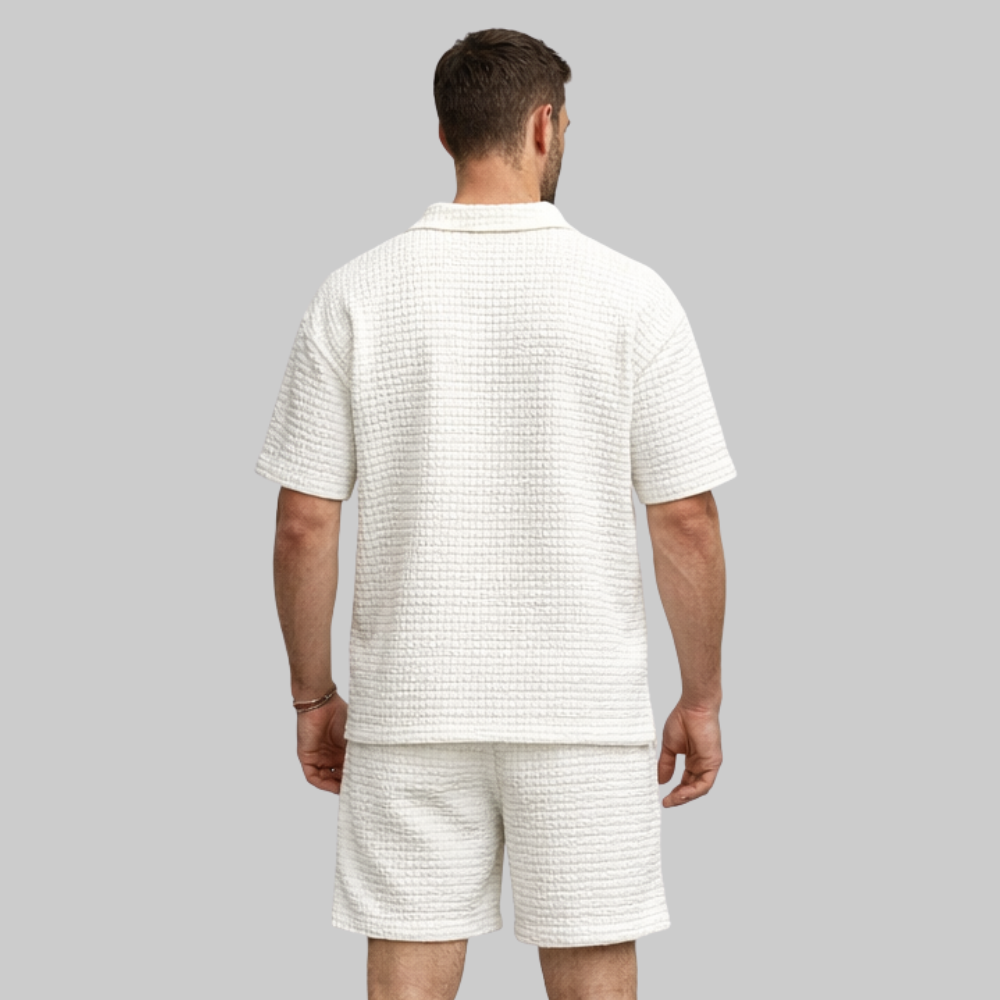 Alex Set Uomo Estivo Waffle – Completo Casual con Zip e Colletto Traspirante