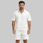 Alex Conjunto Hombre de Verano Waffle – Conjunto casual con cremallera y cuello transpirable