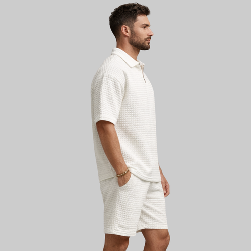 Alex Set Uomo Estivo Waffle – Completo Casual con Zip e Colletto Traspirante