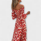 Robe épaules dénudées florale Mar pour femme – Robe élégante fluide en tissu recyclé