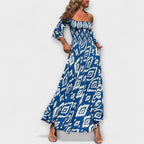 Robe épaules dénudées florale Mar pour femme – Robe élégante fluide en tissu recyclé