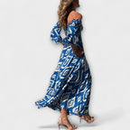 Robe épaules dénudées florale Mar pour femme – Robe élégante fluide en tissu recyclé