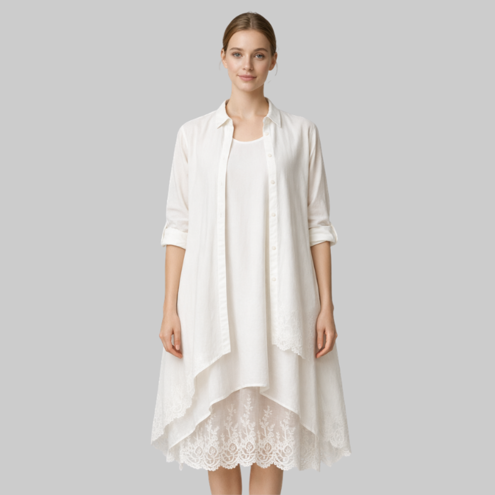 Aurora Abito Maxi Boho Donna – Vestito 2 Pezzi con Camicia Oversize Elegante Estate