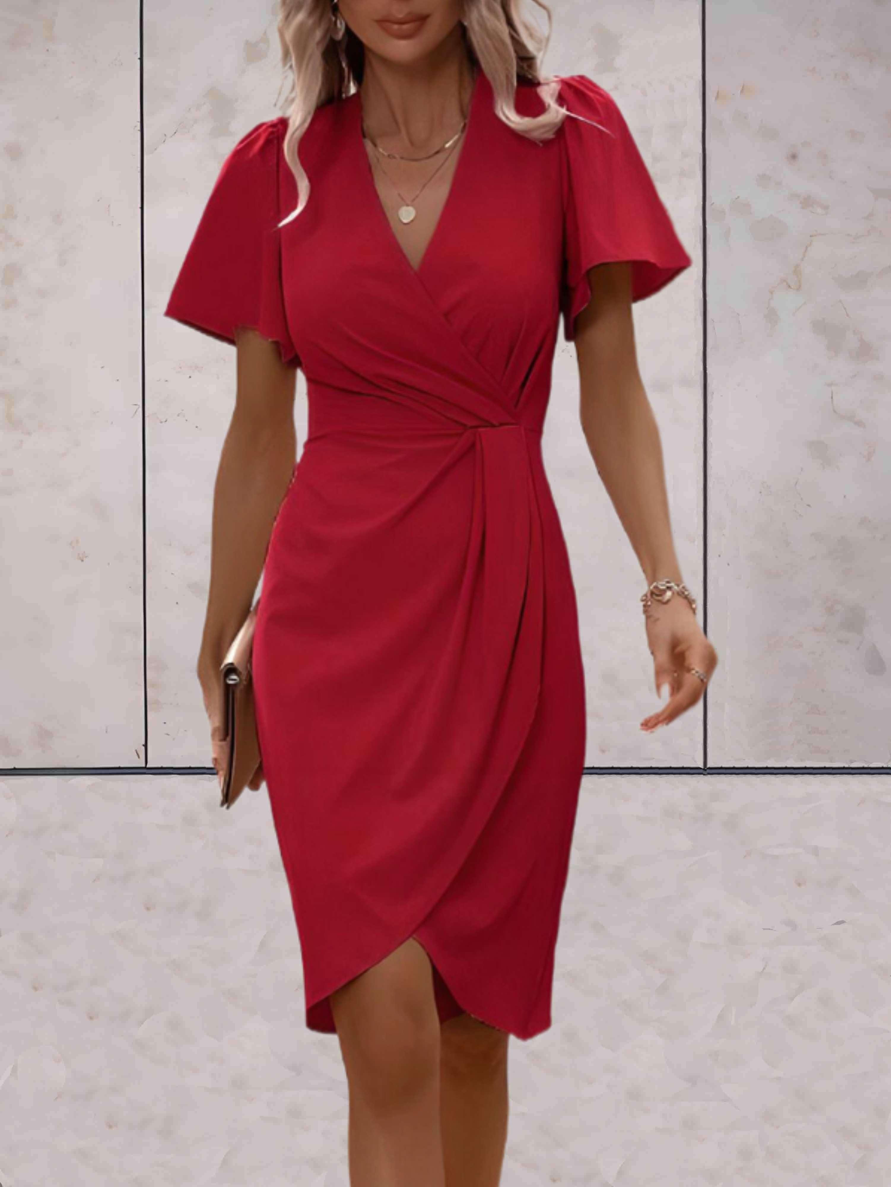Brynlee Robe Femme Cache-cœur – Décolleté en V Élégant & Style Polyvalent