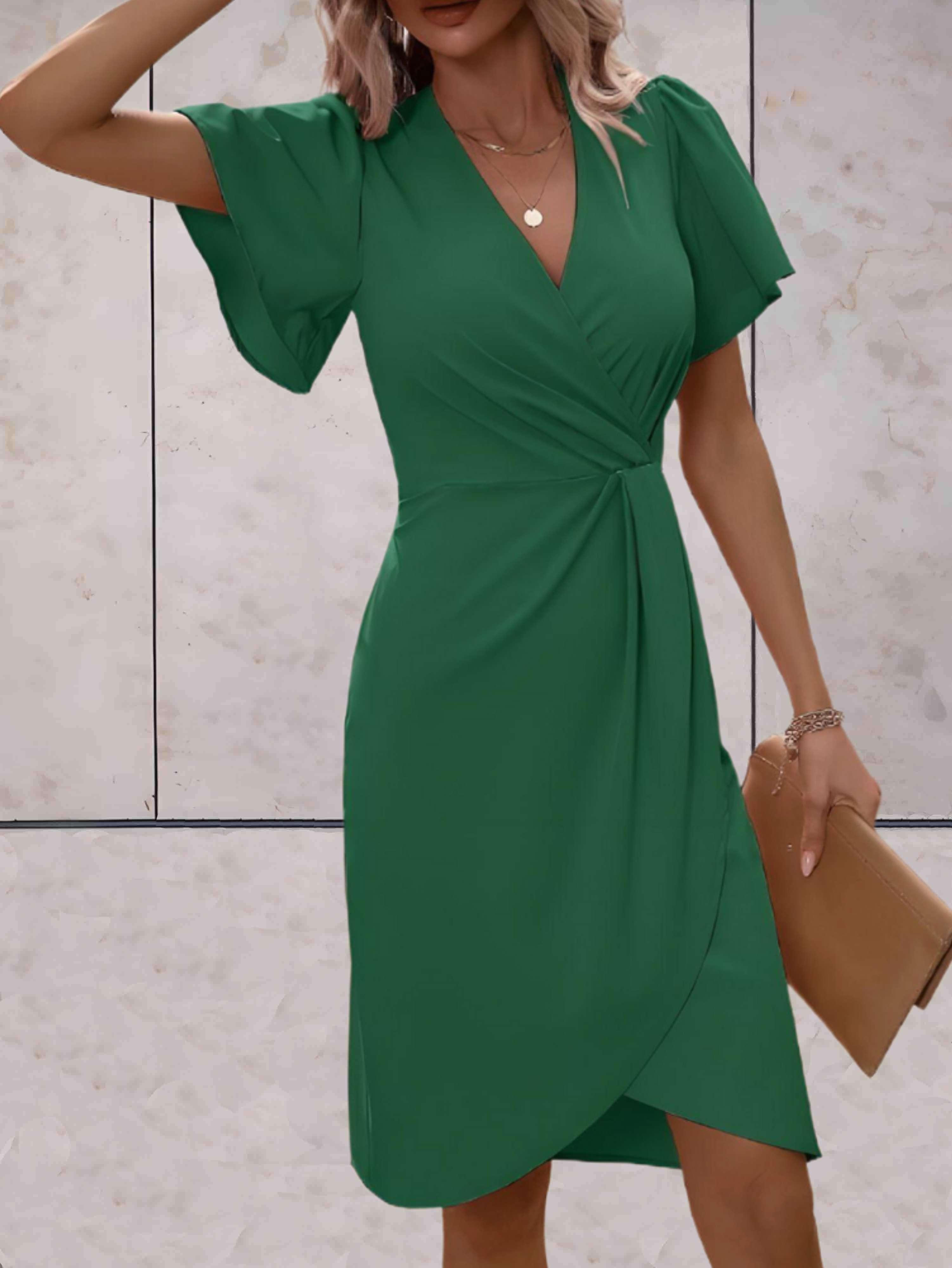 Brynlee Robe Femme Cache-cœur – Décolleté en V Élégant & Style Polyvalent