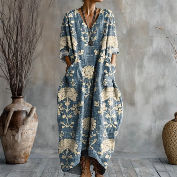 Robe vintage Novy pour femme – Robe midi à imprimé géométrique, légère élégante