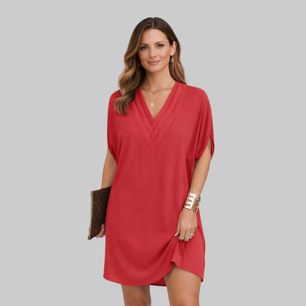 Bianca Abito Donna Estivo Elegante – Vestito con Scollo a V e Maniche Split Fluido
