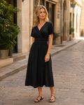 Lillian Vestito Donna Midi – Scollo a V, Vita Alta, Linea A & Tessuto Leggero