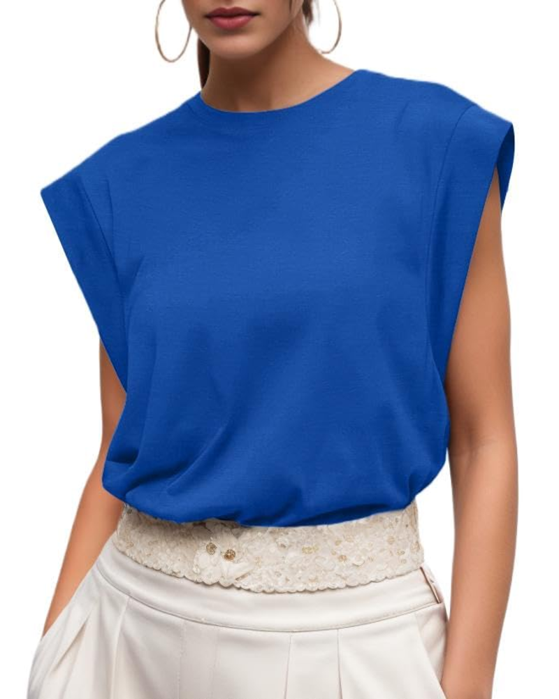 Nora T-Shirt Donna – Top in Cotone con Maniche ad Aletta, Girocollo & Vestibilità Morbida
