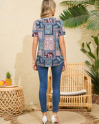 Serena Blusa Donna – Top Boho con Scollo a V, Pieghe & Dettagli in Pizzo