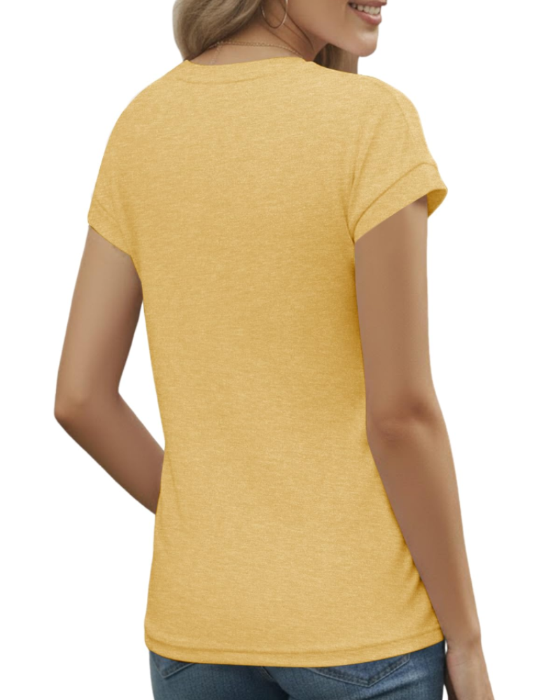 Nora T-Shirt Damen – Top mit Rundhalsausschnitt, dekorativen Falten und kurzen Ärmeln