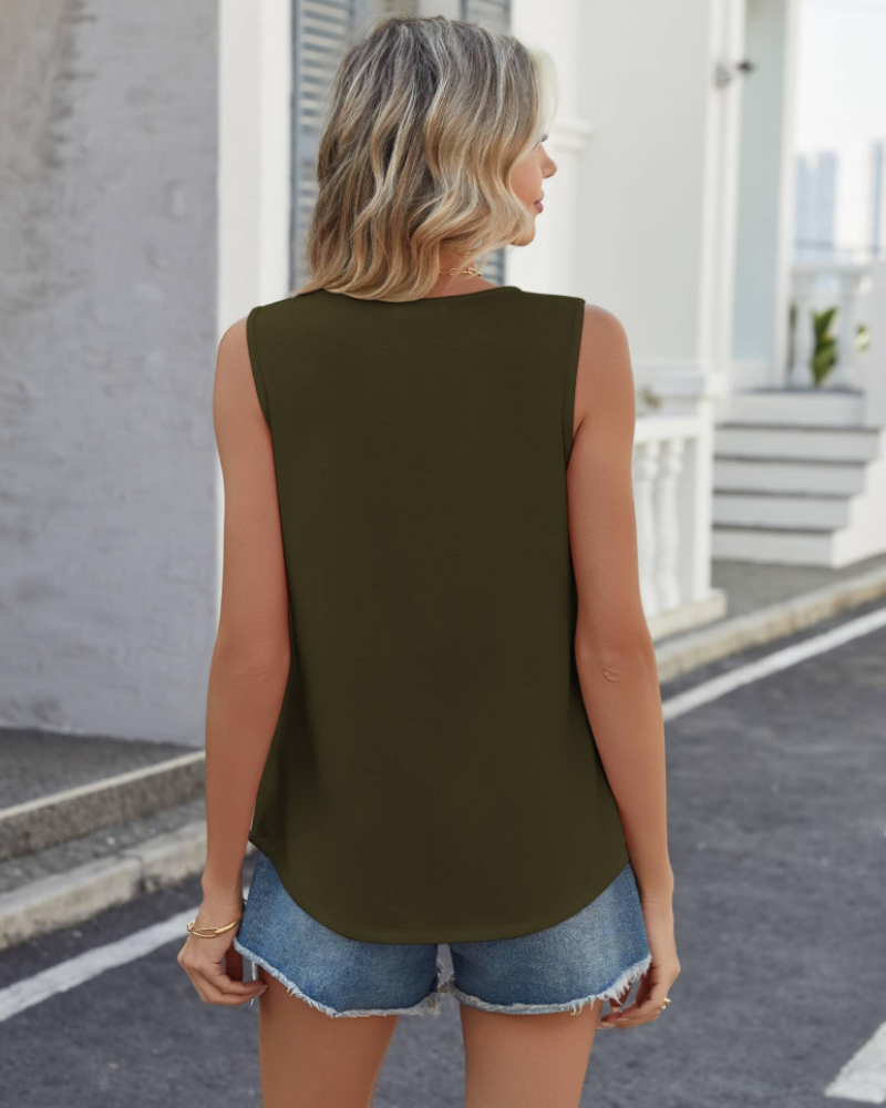 Noelle Top Donna – Blusa Senza Maniche in Pizzo con Girocollo & Fit Morbido
