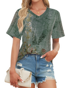 Grace T-Shirt Donna – Top con Scollo a V, Maniche a Righe & Fit Morbido