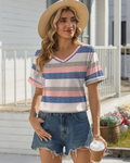 Olivia T-Shirt Donna – Top con Scollo a V, Maniche Corte & Stampa Floreale