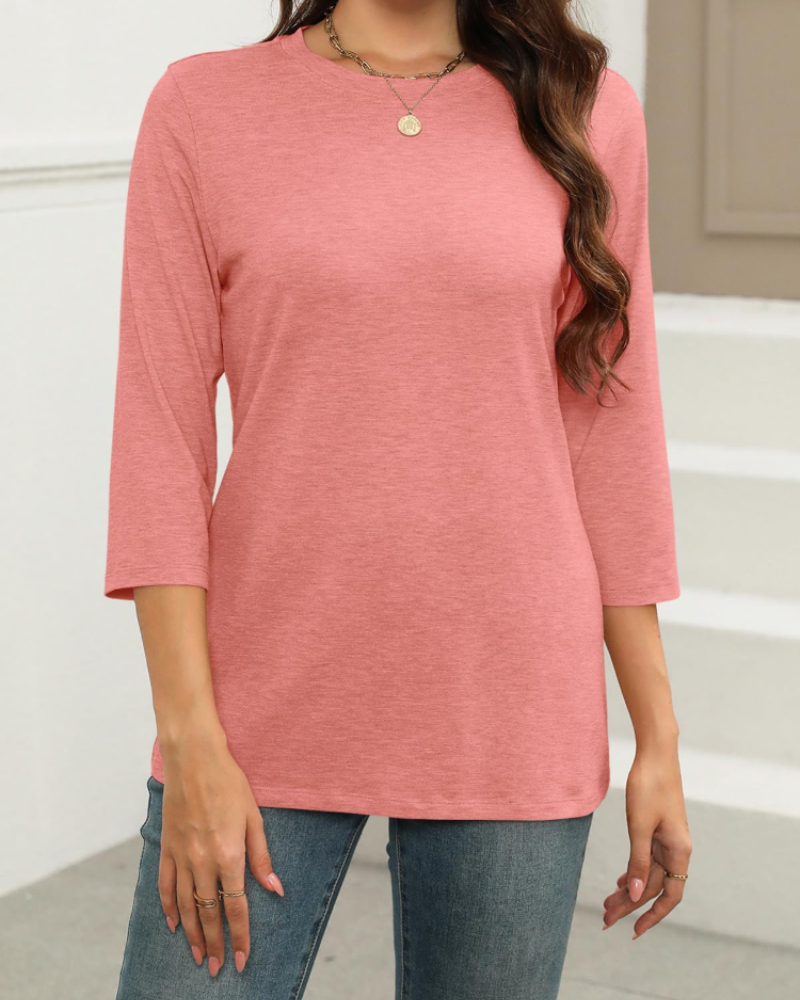 Bella T-Shirt Donna – Top Girocollo con Maniche 3/4 & Fit Morbido