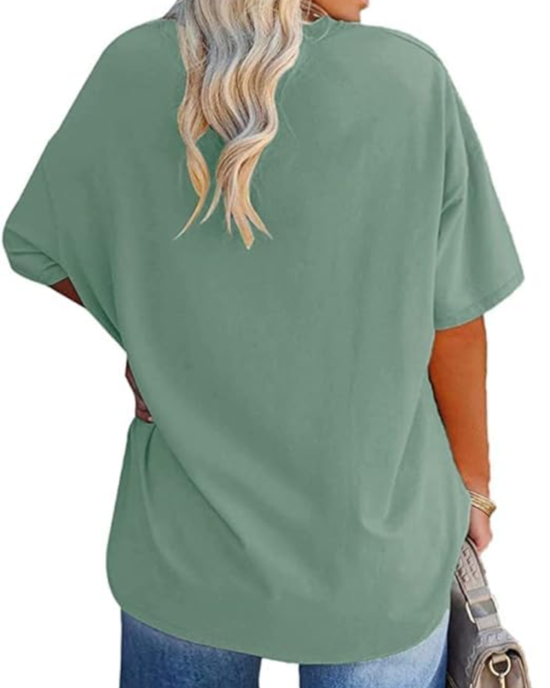 Grace T-Shirt Damska – Top Plus Size z Dekoltem w Serek, Rękawy do Łokcia i Luźnym Krojem
