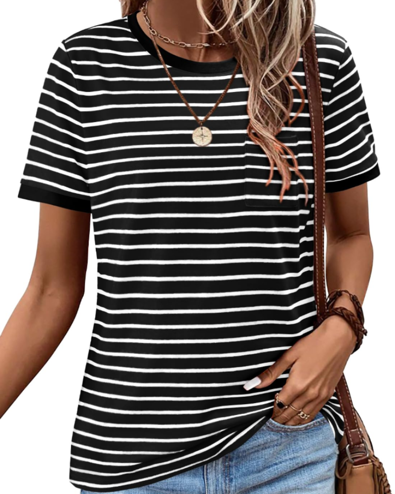 T-shirt Sophie pour femme – haut décontracté en coton avec col en V, manches courtes et coupe confortable