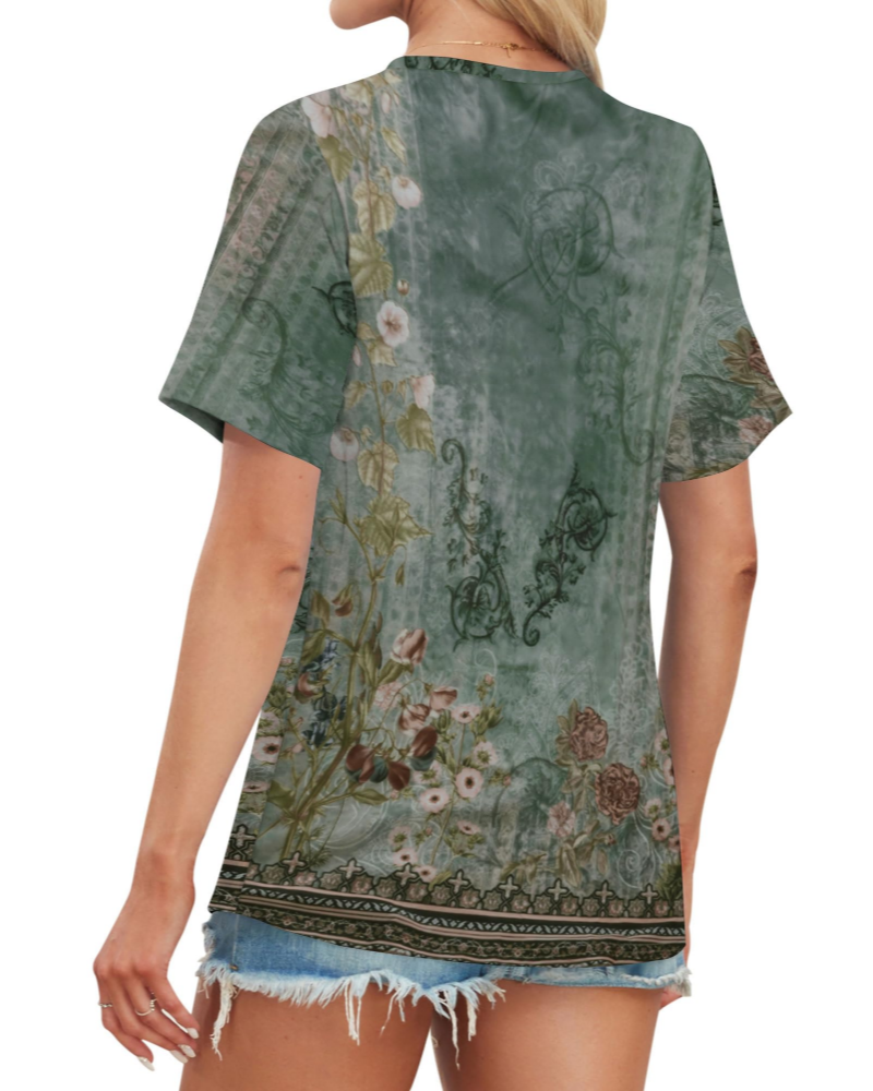 Grace T-Shirt Donna – Top con Scollo a V, Maniche a Righe & Fit Morbido