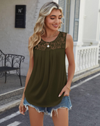 Noelle Top Donna – Blusa Senza Maniche in Pizzo con Girocollo & Fit Morbido