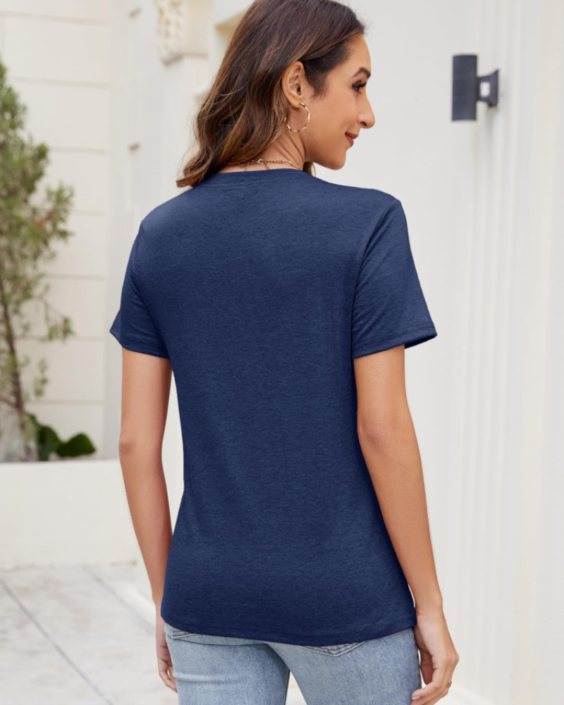 Megan T-shirt til kvinder – Sæt med 3 stykker med V-hals, korte ærmer og løs pasform
