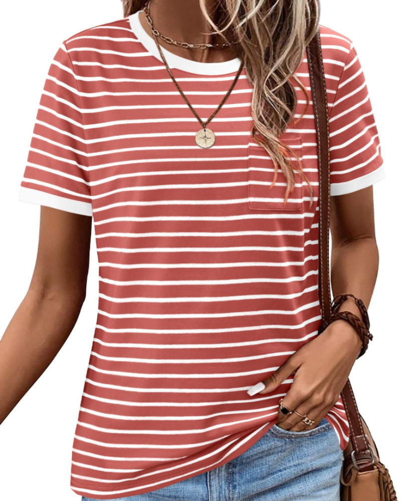 T-shirt Sophie pour femme – haut décontracté en coton avec col en V, manches courtes et coupe confortable