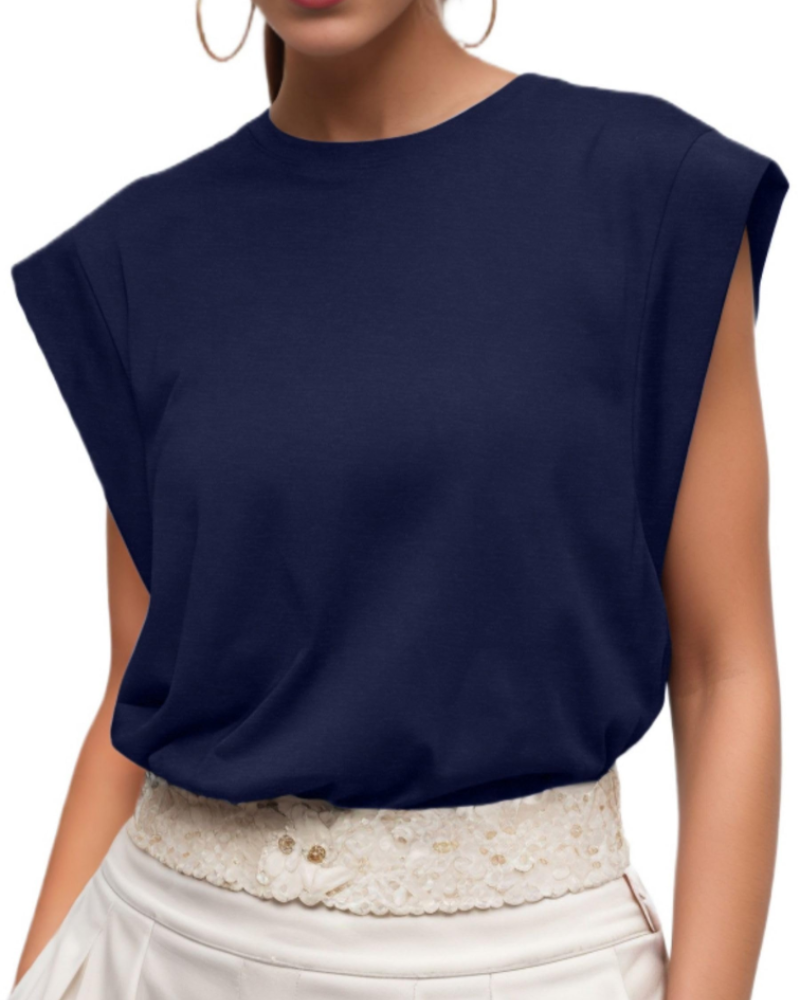 Nora T-Shirt Donna – Top in Cotone con Maniche ad Aletta, Girocollo & Vestibilità Morbida