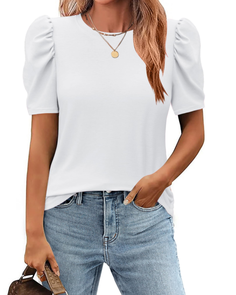 Blusa Elena para mujer – Top floral con mangas abullonadas y ajuste slim