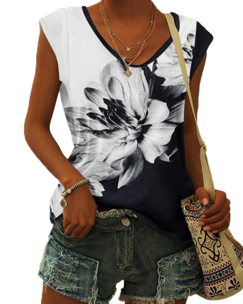 T-shirt Arielle pour femme – Haut avec col en V, manches à volant et coupe décontractée