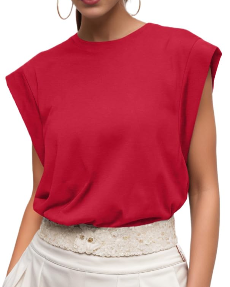 Nora T-Shirt Donna – Top in Cotone con Maniche ad Aletta, Girocollo & Vestibilità Morbida