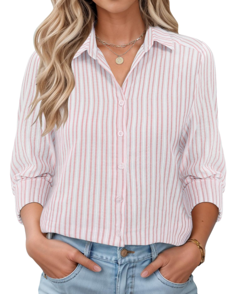 Sophie Camicia Donna – Blusa in Cotone a Quadri con Bottoni, Colletto & Maniche Arrotolabili
