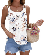 Talia Women's Tank Top – Sleeveless Blouse with Cutout Embroidery & Crew Neck