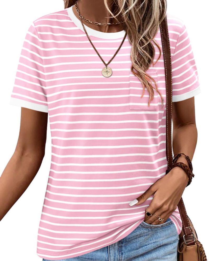 T-shirt Sophie pour femme – haut décontracté en coton avec col en V, manches courtes et coupe confortable