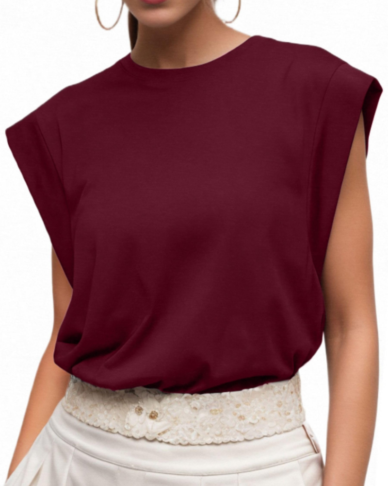 Nora T-Shirt Donna – Top in Cotone con Maniche ad Aletta, Girocollo & Vestibilità Morbida