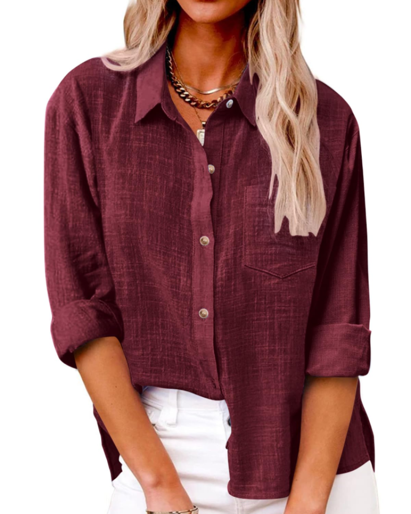 Zara Camicia Donna – Blusa Tunica in Cotone con Scollo a V, Bottoni & Maniche Lunghe
