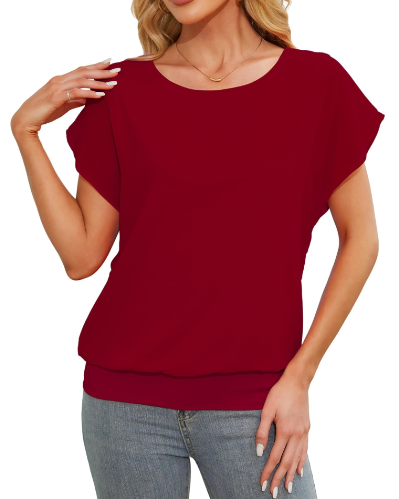 Madeline Blusa Donna – Top in Chiffon a Due Strati con Maniche Pipistrello