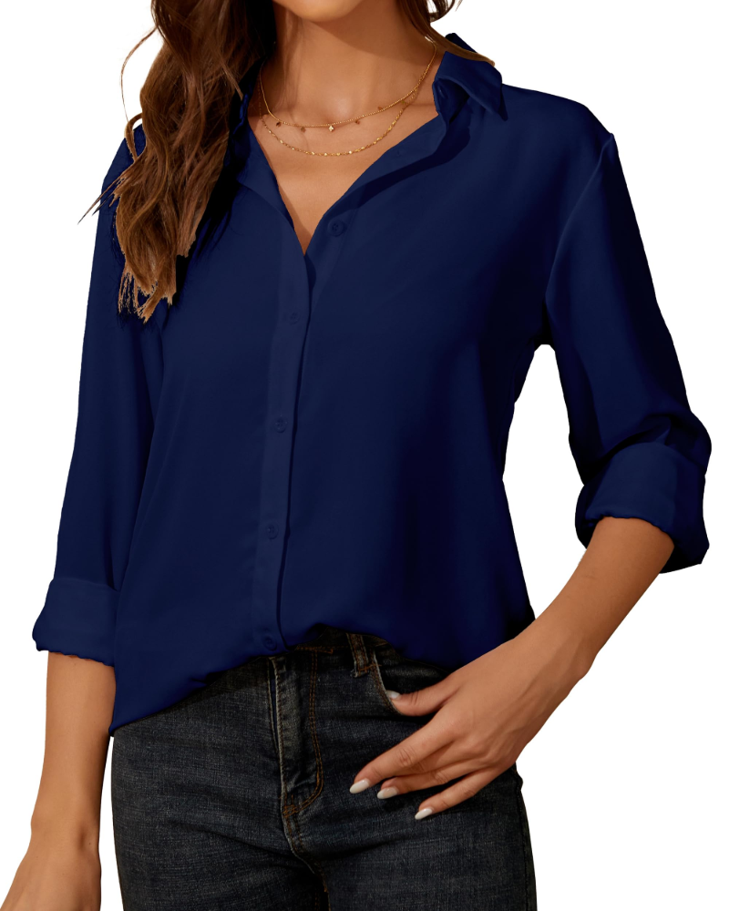 Blusa para mujer Claire – Blusa de chiffon con cuello clásico, botones y ajuste elegante