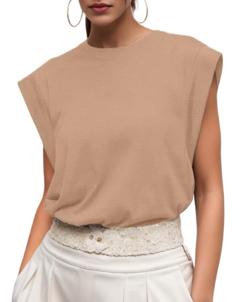 Nora T-Shirt Donna – Top in Cotone con Maniche ad Aletta, Girocollo & Vestibilità Morbida