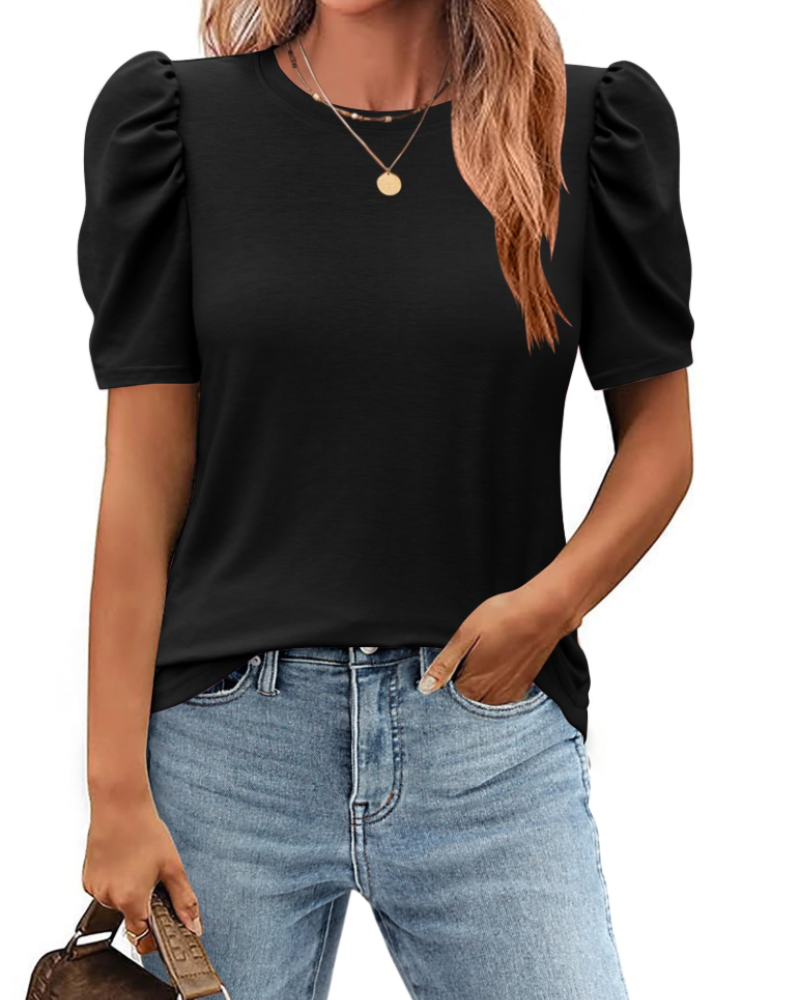 Blusa Elena para mujer – Top floral con mangas abullonadas y ajuste slim